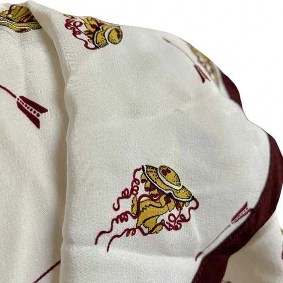 Dorothee Schumacher Silk Flutter Sleeve Blouse Cream Burgundy Trim Size 1 XS - Picture 10 of 14